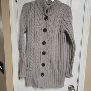 Eddie Bauer Wool Blend Cable Knit‎ Button Sweater Small